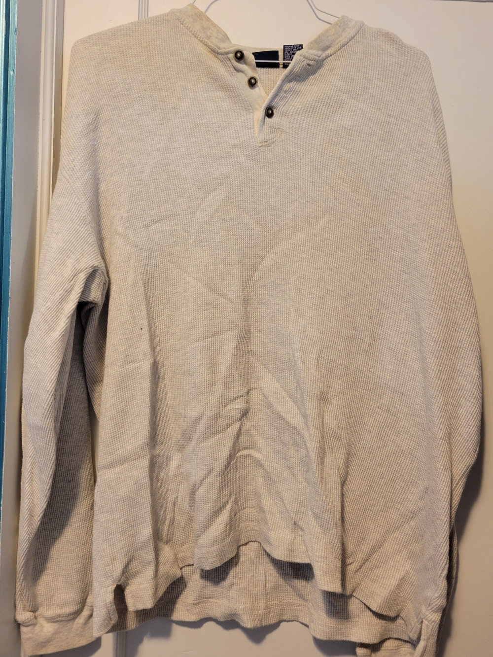 Light Beige Waffle Knit Henley